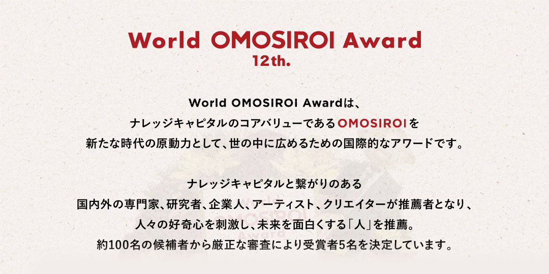 World OMOSIROI Award 12th.リード文